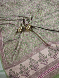 Soft Semi Tussar with Digital Prints - Green