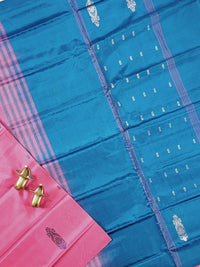 Chinnalampattu Saree with Blouse - Pink with Blue