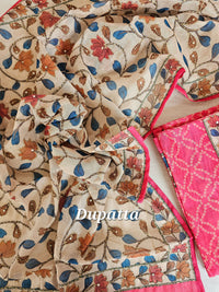 Chanderi with Kantha Unstitched Salwar Suit - Pink