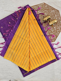 Chinnalampattu Saree - Mustard Yellow with Purple