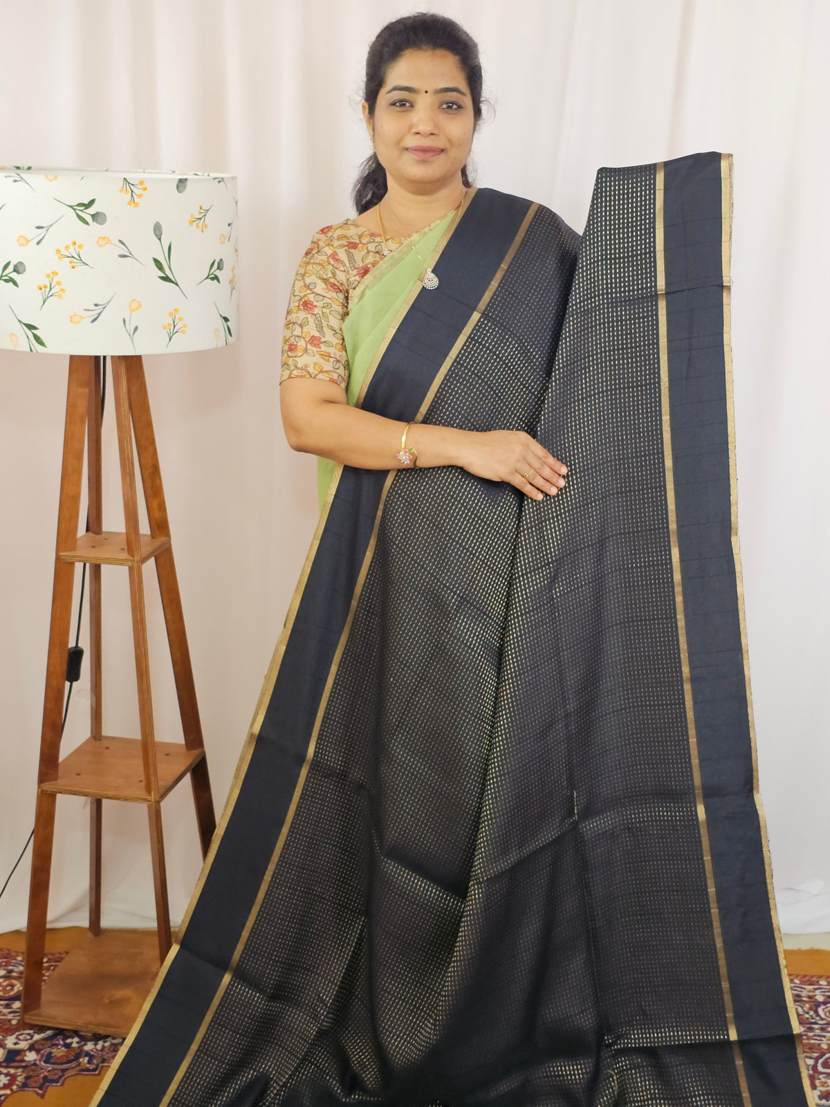 Soft Semi Tussar with Zari Weaving Saree - Black