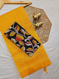 Handwoven Mangalagiri Plain Pattu Saree - Yellow