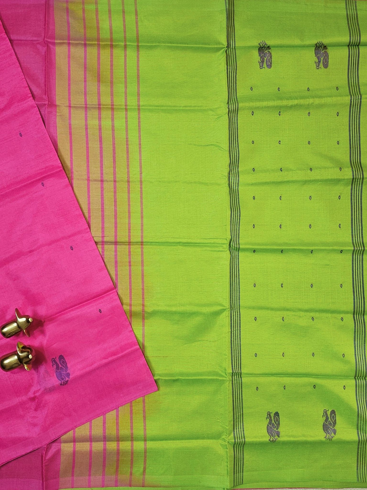 Pink with Green Chinnalampattu Saree with Blouse