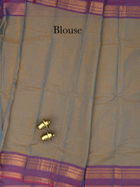 Chettinad Cotton Sarees - Dual Shade of Purple with Yellow