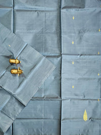 Chinnalampattu Saree - Grey with Dual Shade Peachish Pink