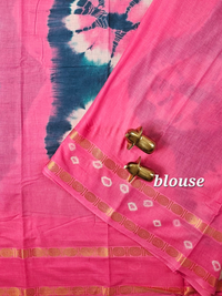 Madurai Sungadi Cotton Saree - Peacock Green with Pink