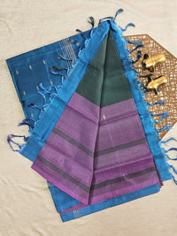 Chinnalampattu Saree - Green with Peacock Blue