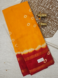 Madurai Sungadi Cotton Saree - Yellow with Red