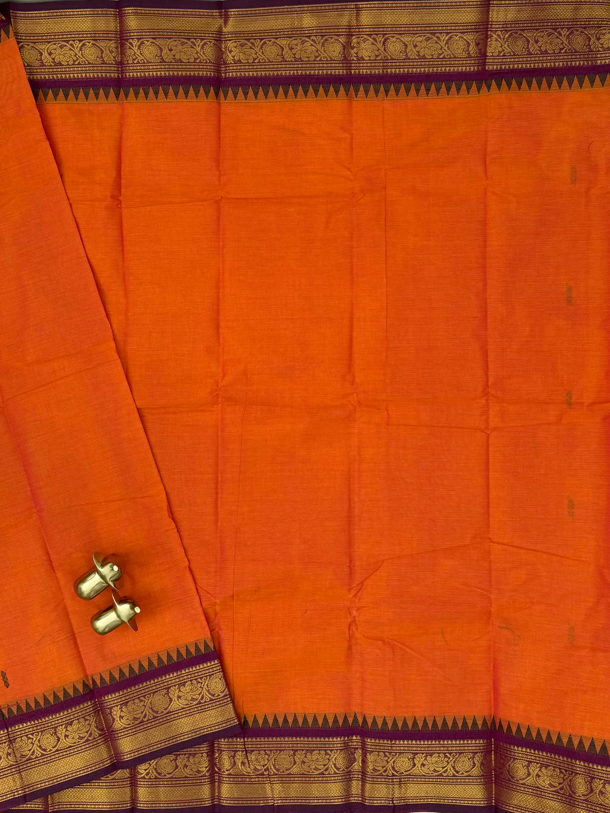 Chettinad Cotton Sarees - Dual Shade of Orange with Pink