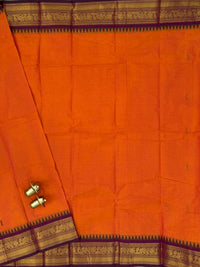 Chettinad Cotton Sarees - Dual Shade of Orange with Pink