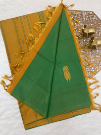Chinnalampattu Saree - Green with Brown
