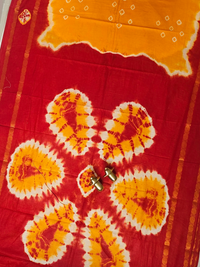 Madurai Sungadi Cotton Saree - Yellow with Red