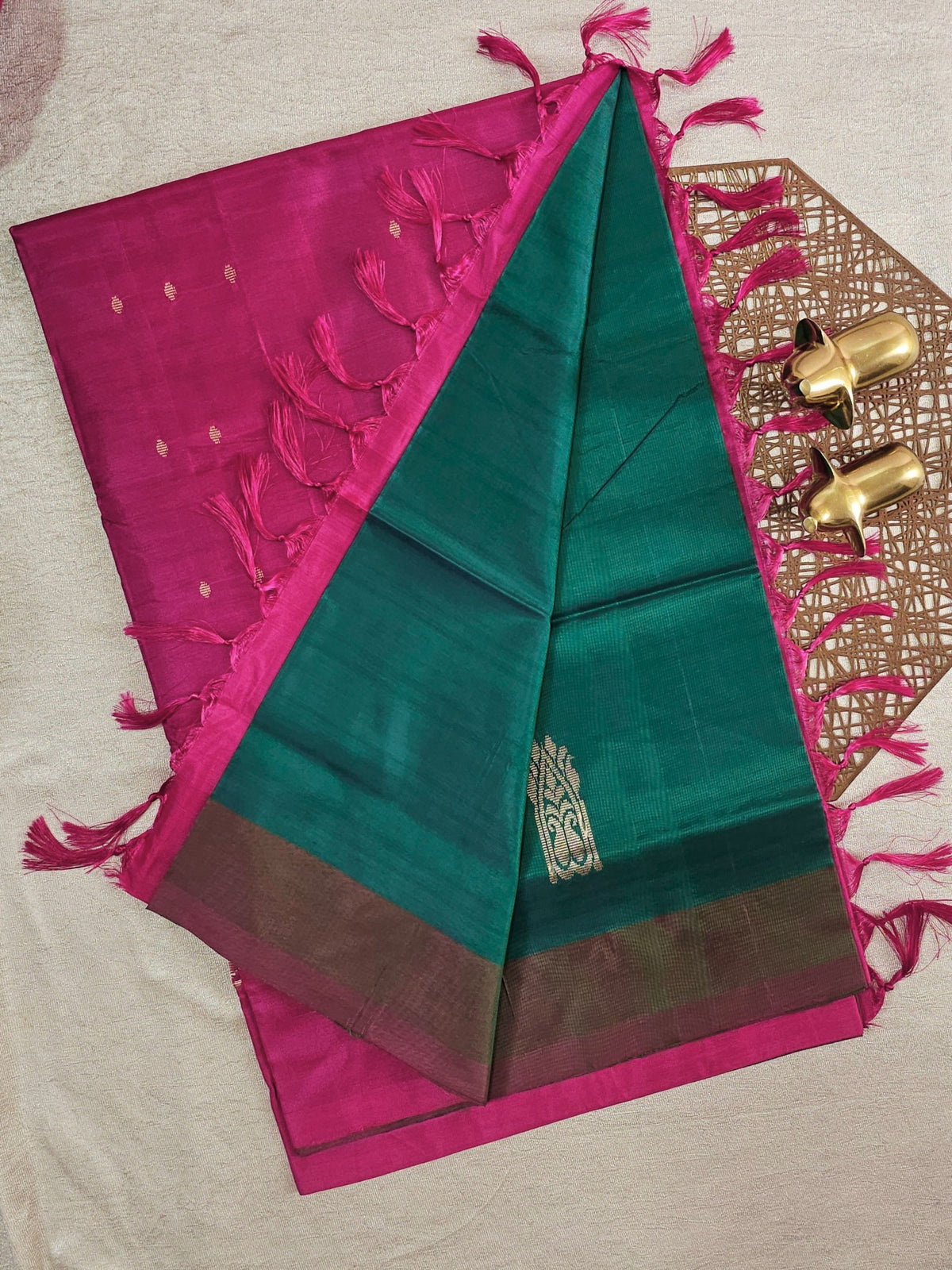 Chinnalampattu Saree - Green with Pink