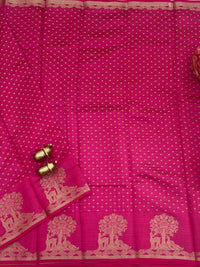 Tussar Silk Cotton Saree - Dark Pink