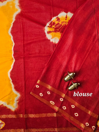 Madurai Sungadi Cotton Saree - Yellow with Red