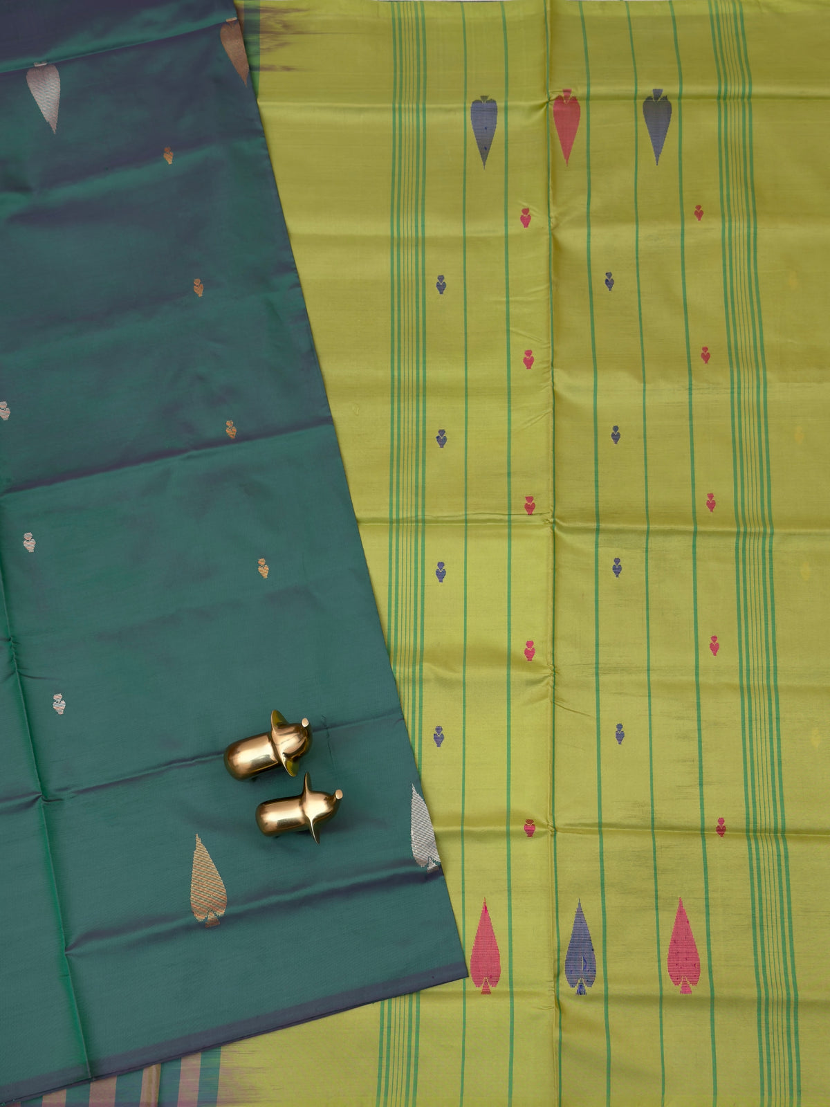 Chinnalampattu Saree - Dark Green with Green