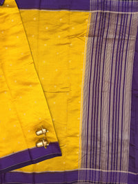 Georgette Silk Saree - Yellow with Purple