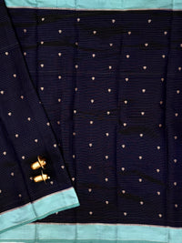 Georgette Silk Saree - Dark Blue with Blue