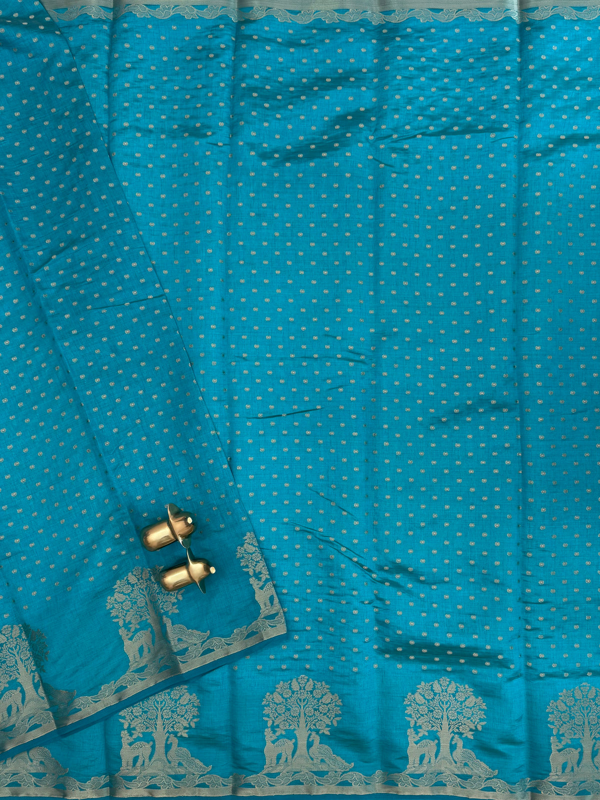 Tussar Silk Cotton Saree - Blue
