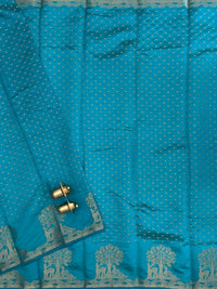 Tussar Silk Cotton Saree - Blue