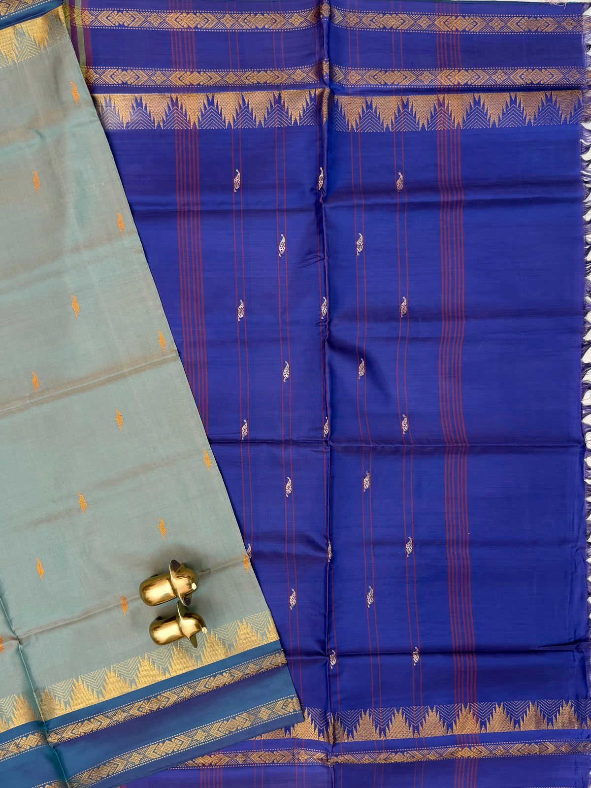 Chinnalampattu Border - Grey with Blue