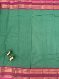Chettinad Cotton Sarees - Green with Pink
