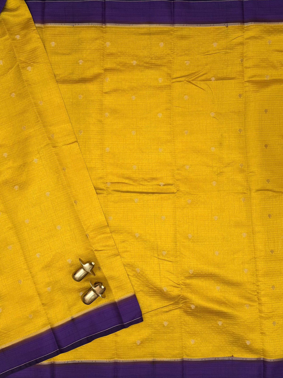 Georgette Silk Saree - Yellow with Purple