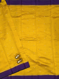 Georgette Silk Saree - Yellow with Purple