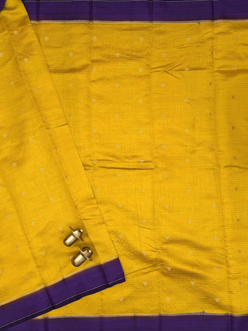 Georgette Silk Saree - Yellow with Purple