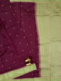 Georgette Silk Saree - Wine with Green