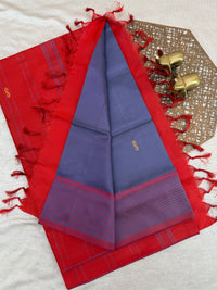Chinnalampattu Saree - Dark Violet with Red