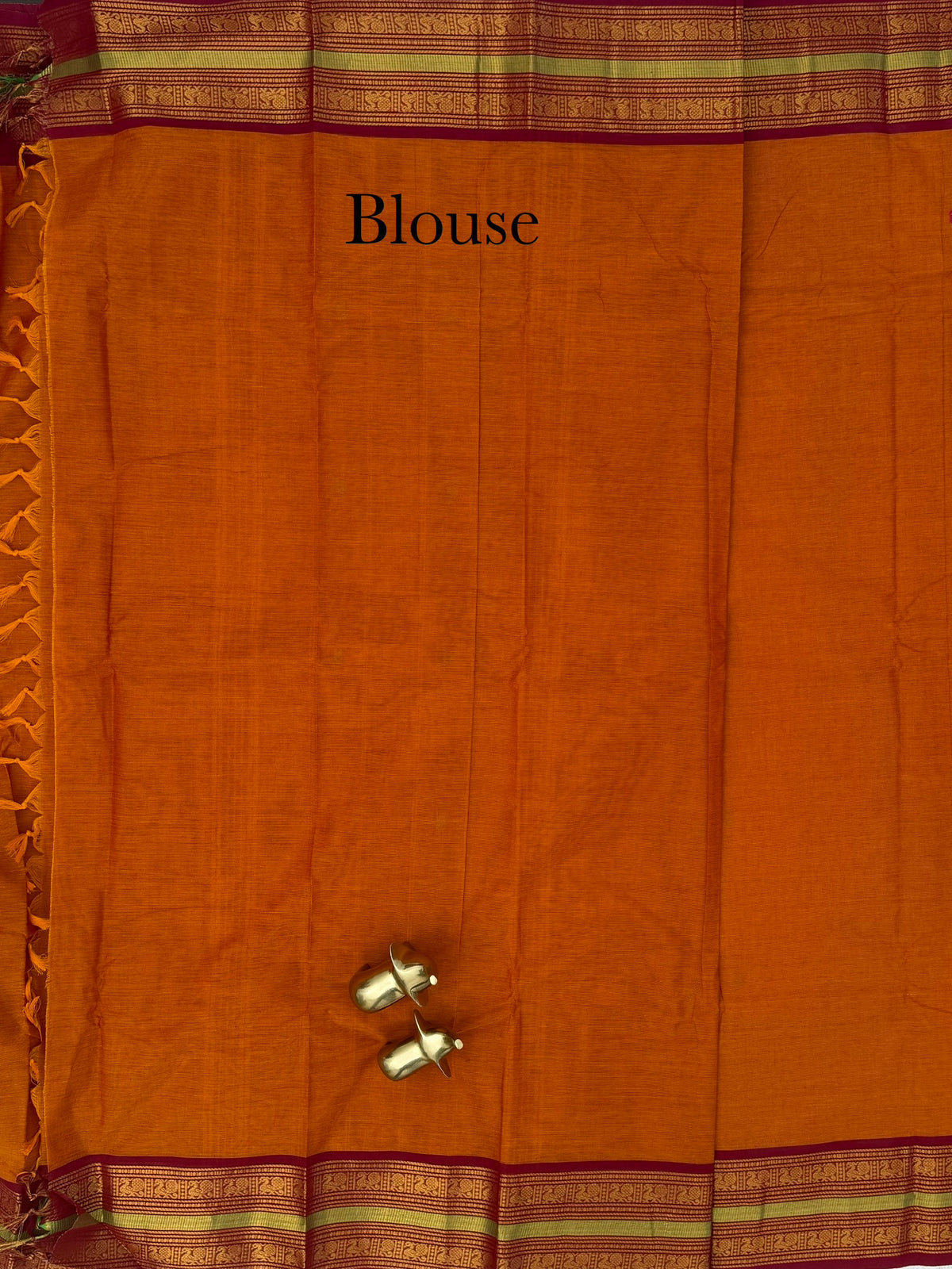 Chettinad Cotton Sarees - Deeper Rust Orange with Maroon