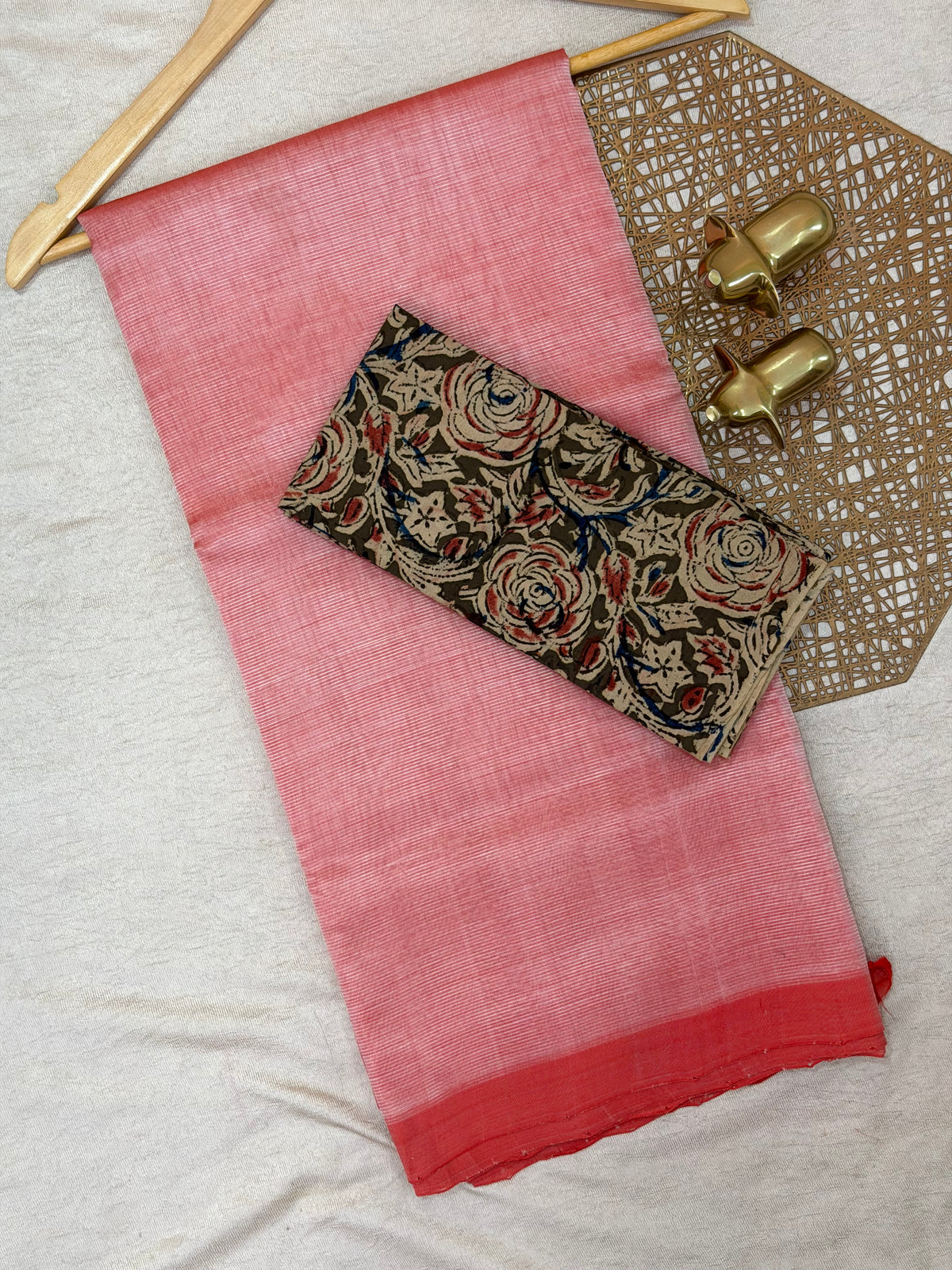 Handwoven Mangalagiri Plain Pattu Saree - Dark Peach