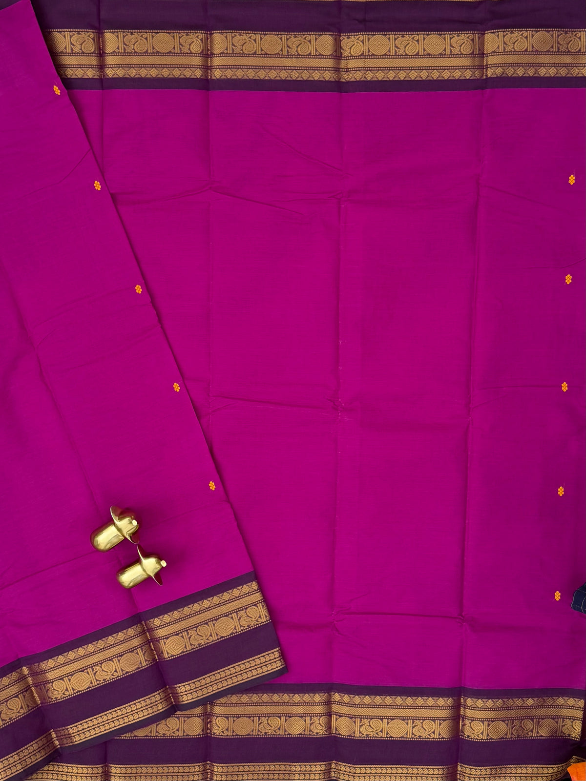 Chettinad Cotton Sarees - Magenta Pink with Dark Purple