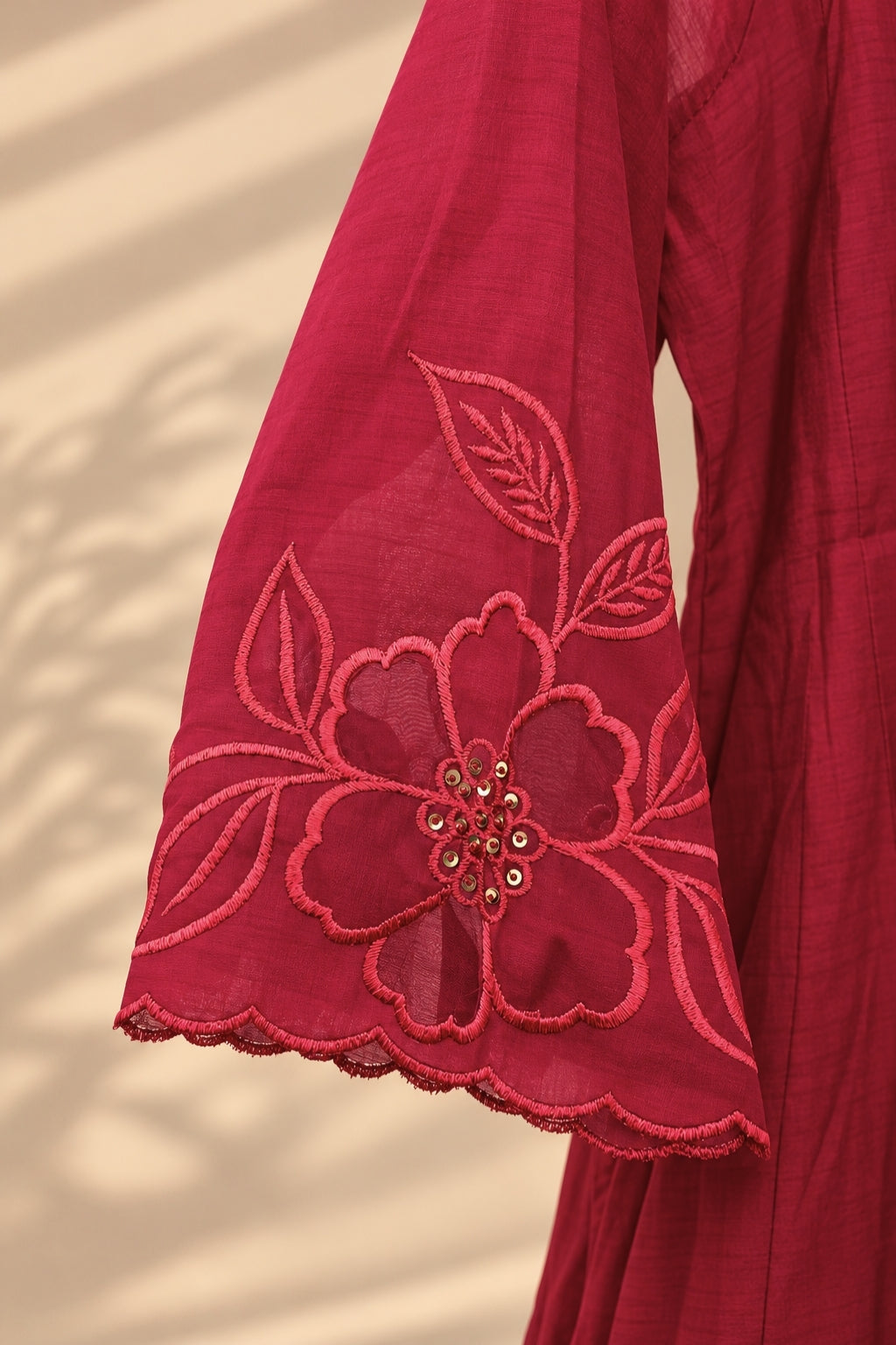 Premium Mul Chanderi 3 pcs Salwar Suit - Pinkish Marron