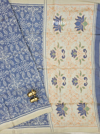 Patola Inspried Semi Tussar Saree  - pastel blue