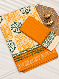 Pure Cotton with Hand Block Prints - Sandal with Orange