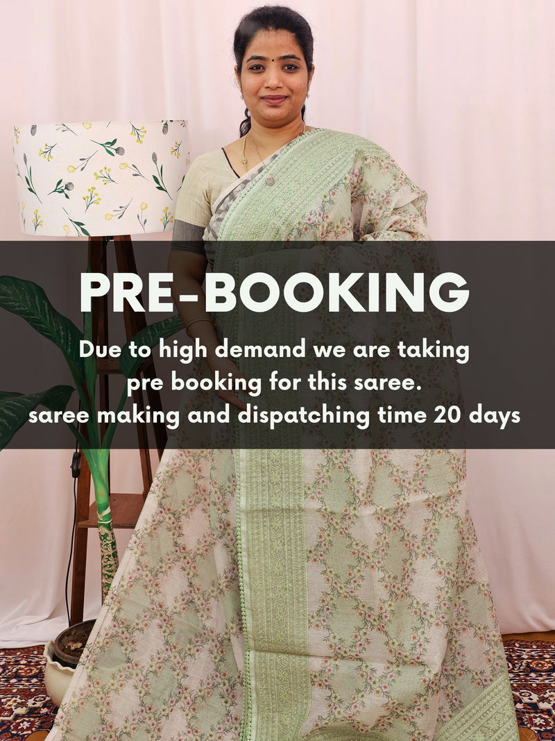 𝐏𝐫𝐞𝐛𝐨𝐨𝐤𝐢𝐧𝐠 𝐀𝐯𝐚𝐢𝐥𝐚𝐛𝐥𝐞 - 𝟐𝟎 𝐃𝐚𝐲𝐬 𝐃𝐢𝐬𝐩𝐚𝐭𝐜𝐡 𝐓𝐢𝐦𝐞 Premium Super Net Kota Saree - Pastel Green