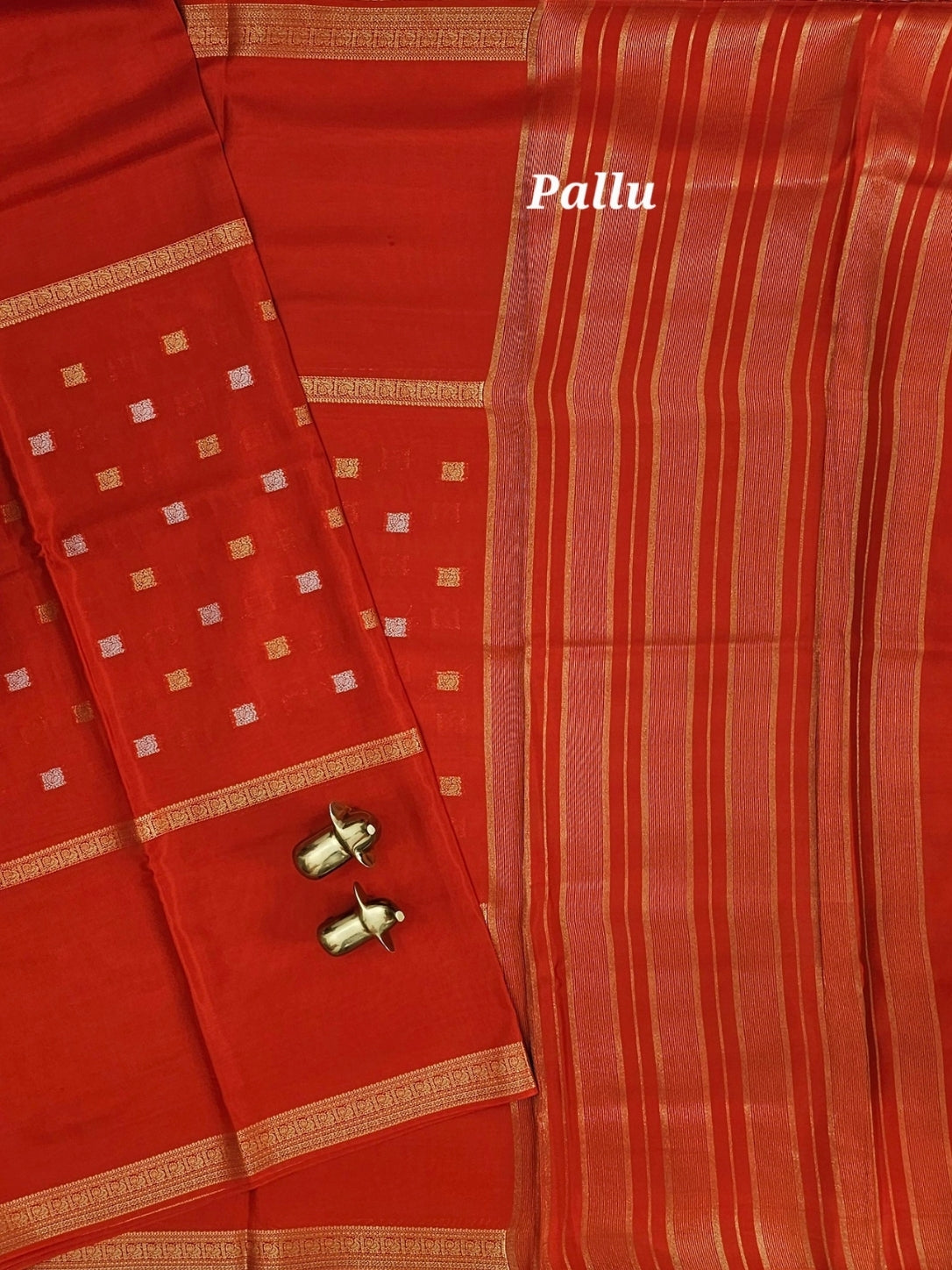 Semi Mysore Crepe Silk Saree - Rust Orange