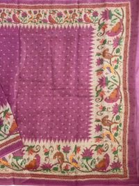 Linen Tissue with Digital Printed Sarees - Magenta Pink