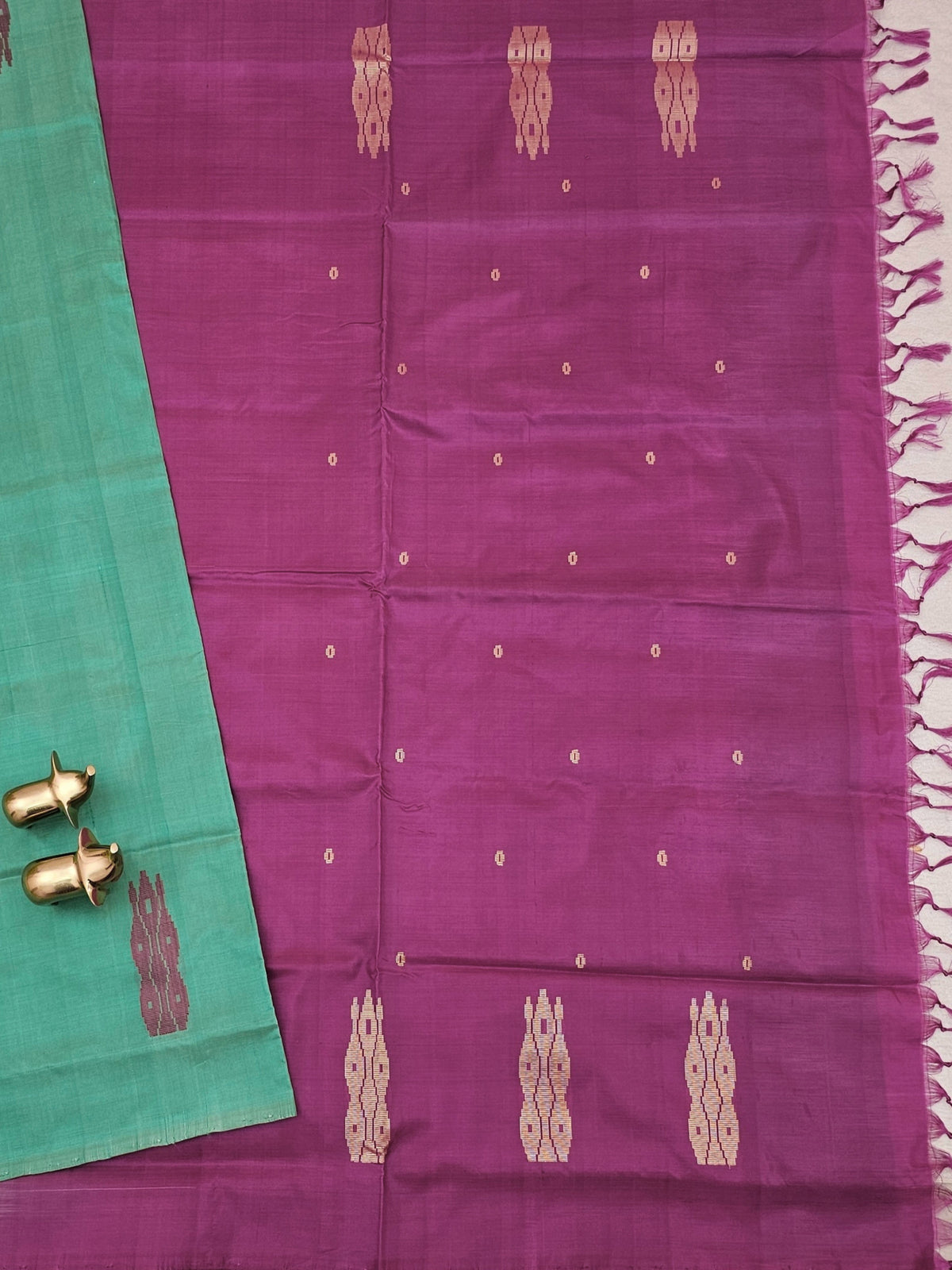Green with Magenta Pink Chinnalampattu Saree with Blouse