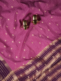 Georgette with Zari Woven Border Saree - Dark Onion Pink with Magenta Pink