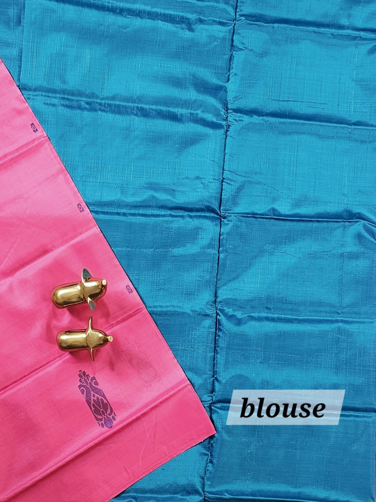 Chinnalampattu Saree with Blouse - Pink with Blue