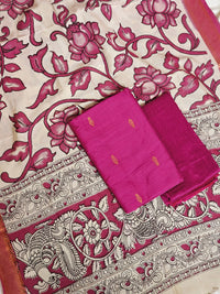 Raw Silk Unstitched Salwar - Pink