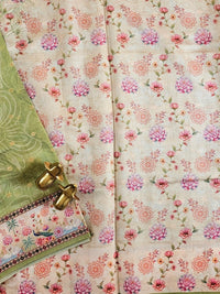 Unique Semi Tussar with Zari Weaving Butti - Green