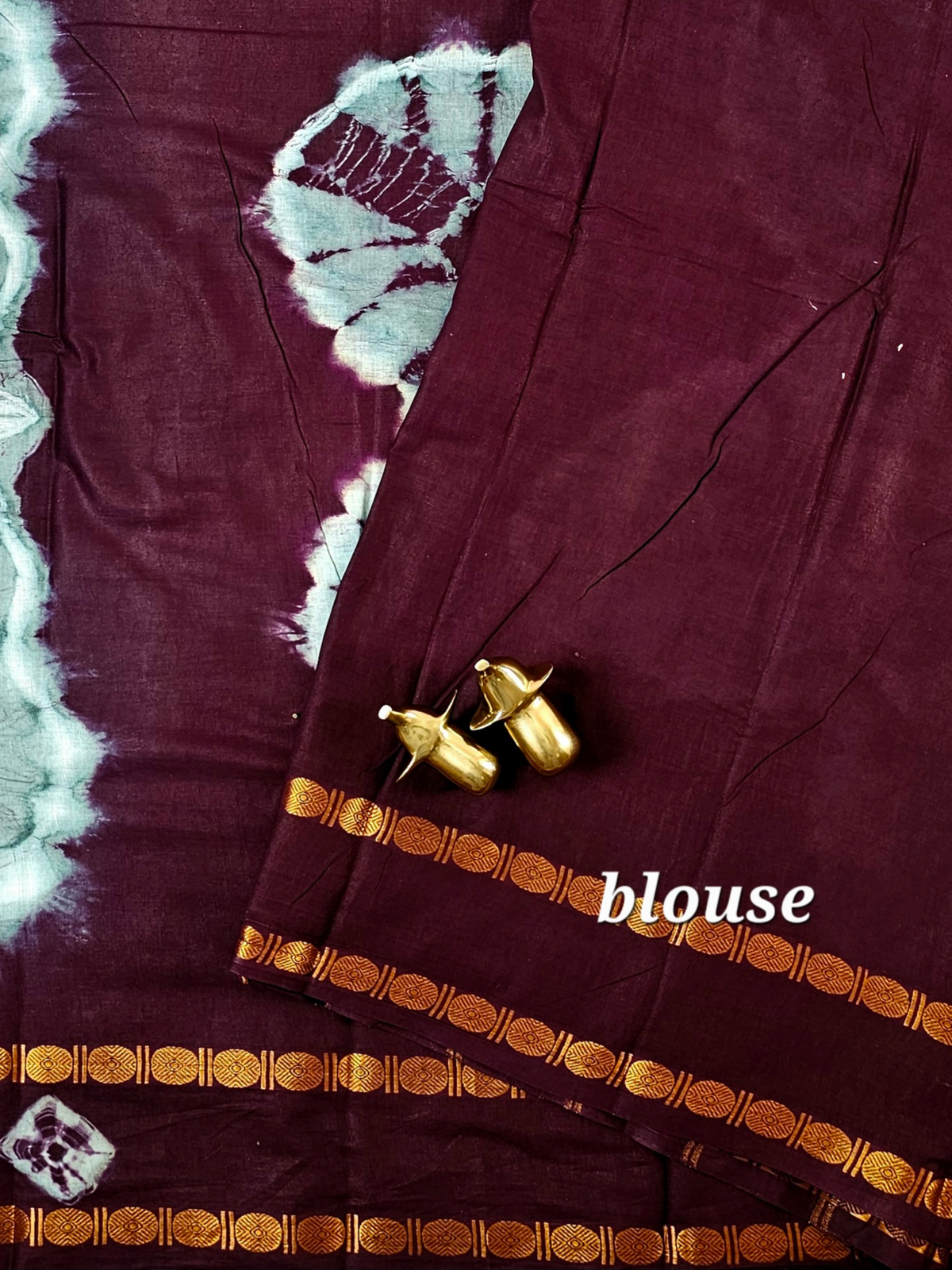 Madurai Sungadi Cotton Saree - Sage Green with Brown