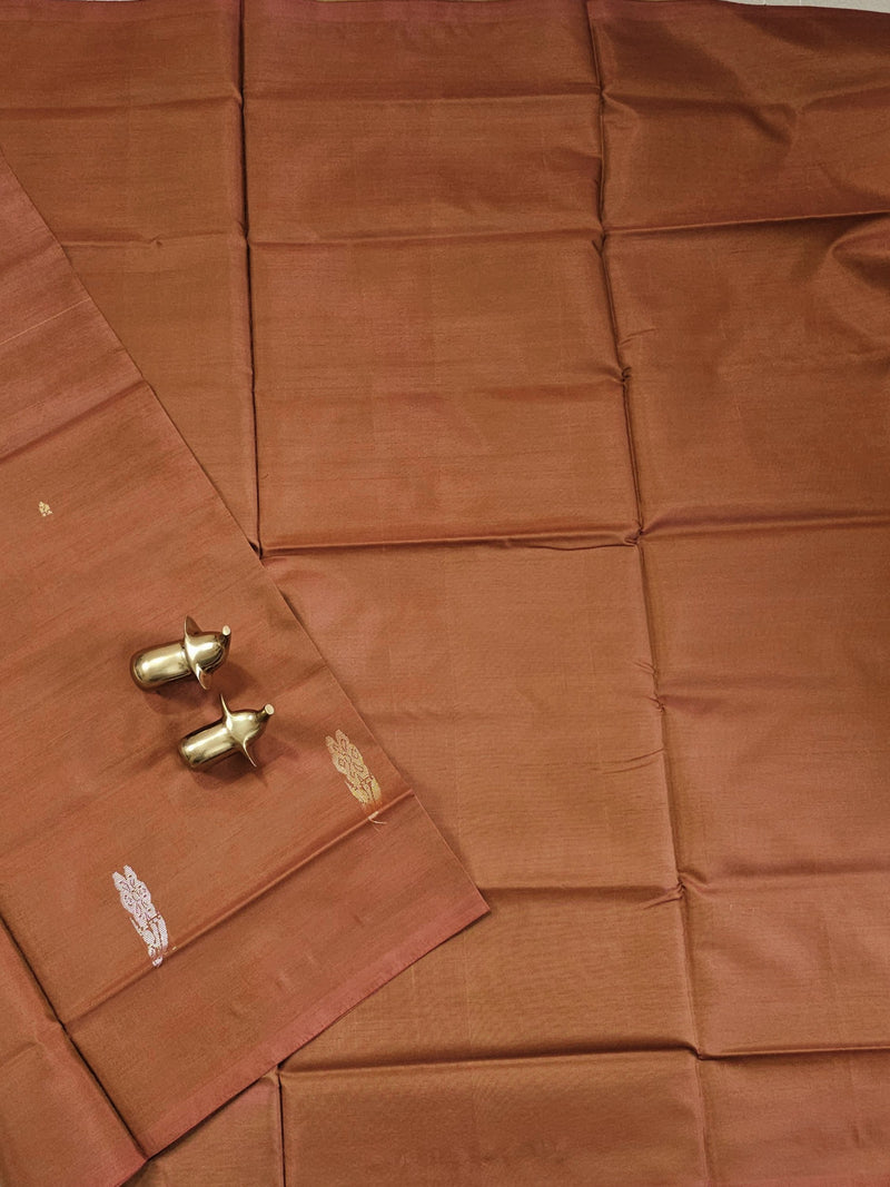 Chinnalampattu Saree - Dark Brown with Dual Shade Greenish Yellow