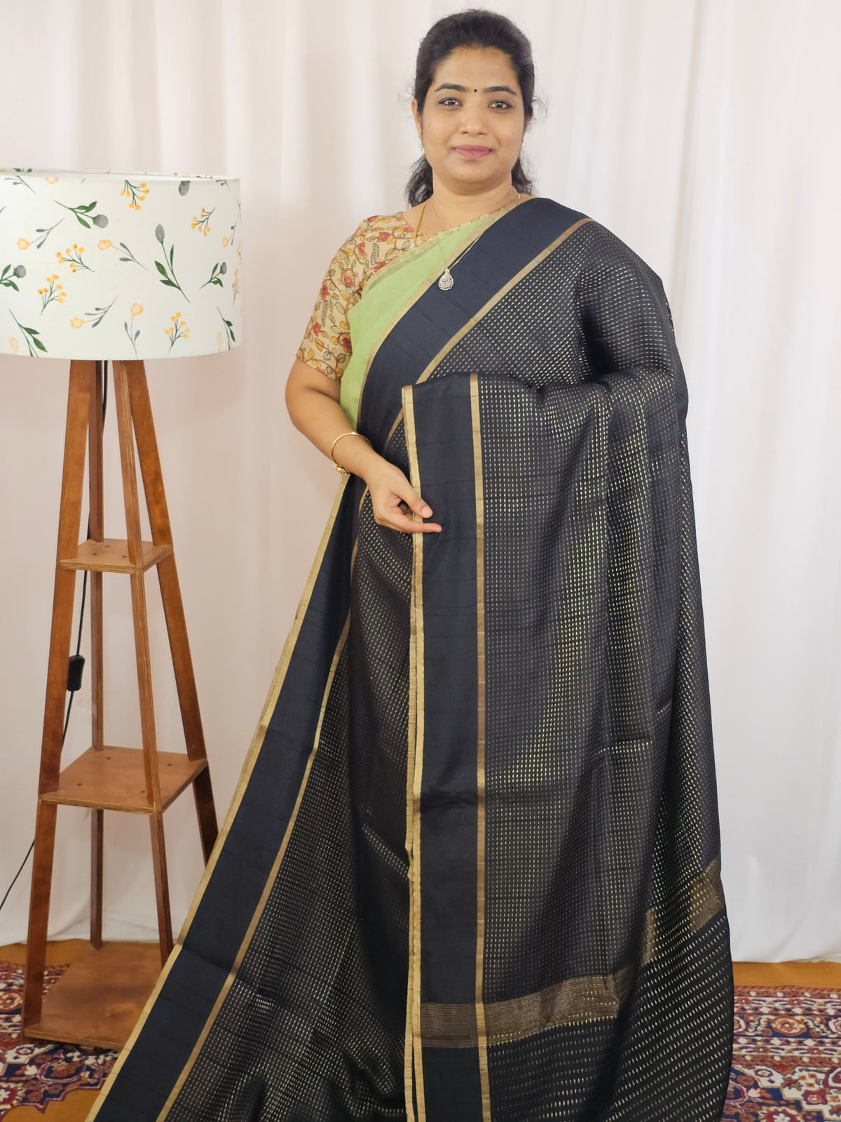 Soft Semi Tussar with Zari Weaving Saree - Black