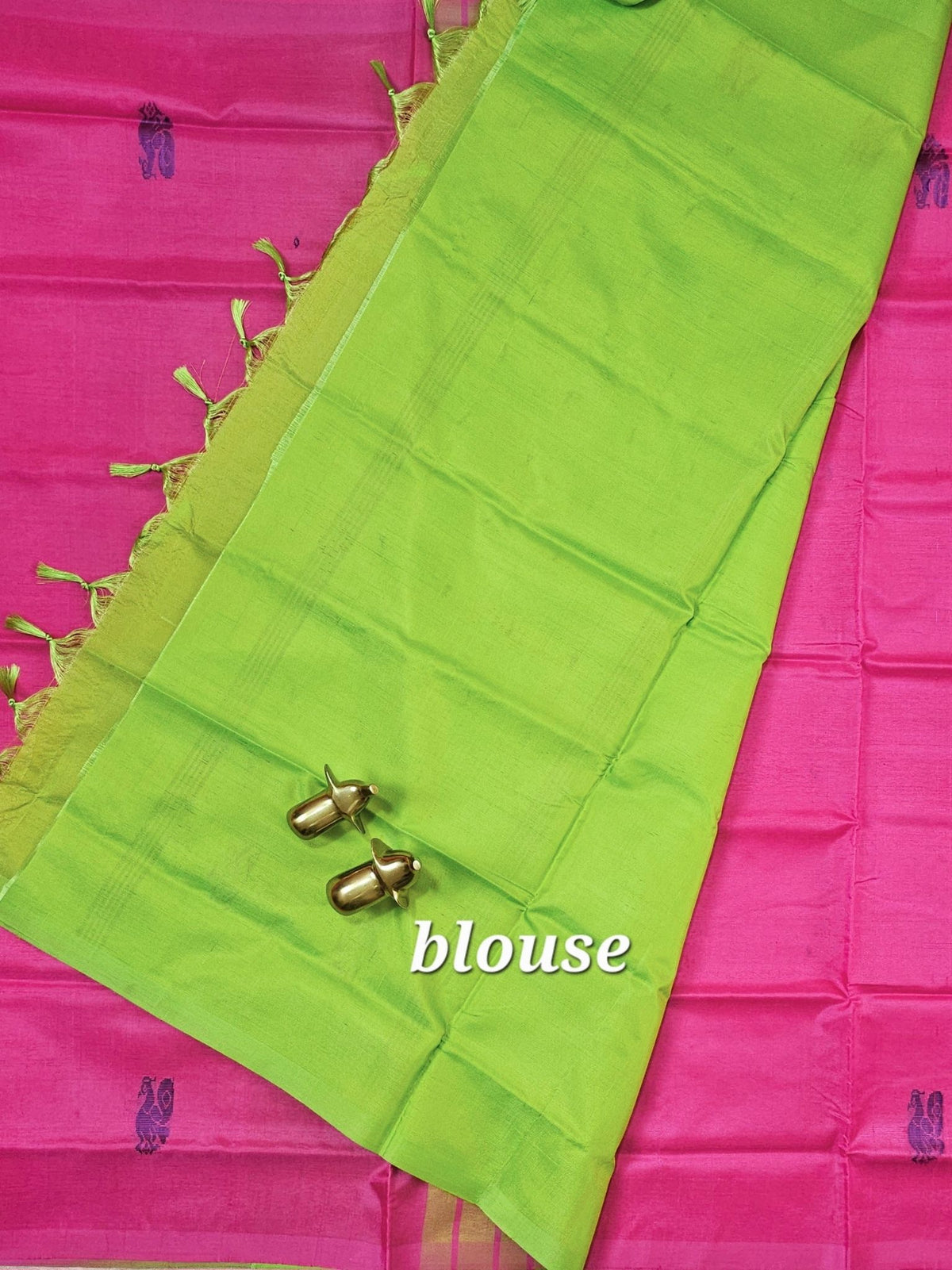 Pink with Green Chinnalampattu Saree with Blouse