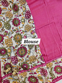 Chennuri Silk With Gap Border Kalamkari Sarees - Pink